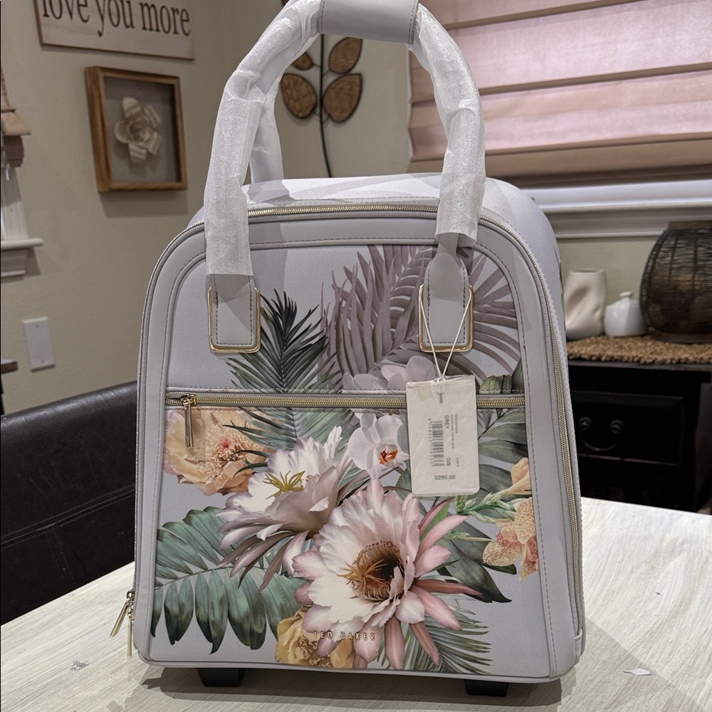 Ted Baker London Light Grey//Blur Woodland Floral Travel Bag